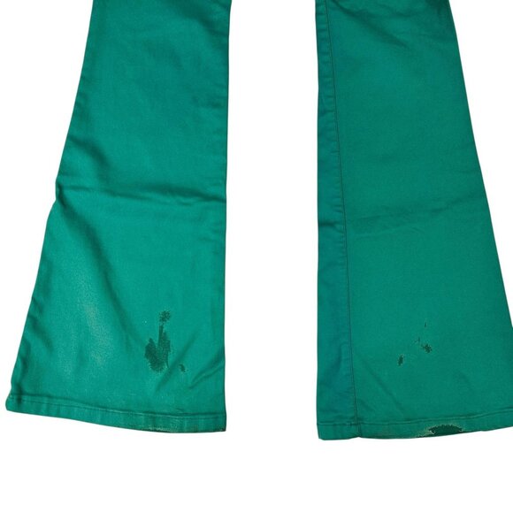 Edikted Pants Womens MED Green High Rise Flare Bell Bottom Stretch Zip Fly - Picture 6 of 11